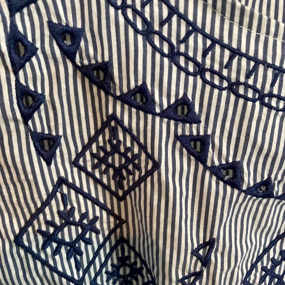 Lane Bryant Blue White Stripe Nautical Floral Embroidery Waist Women's 14 16 - Picture 11 of 16